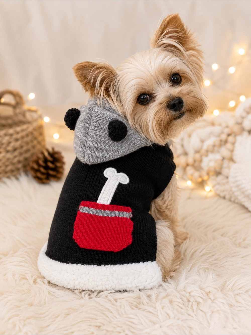 Cozy Knit Dog Sweater with Hood Sz‎ Small